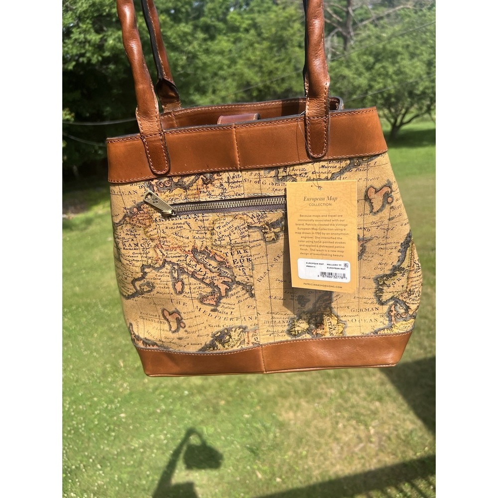 Patricia Nash Mallory Tote European Map Collection Leather Shoulder Bag NWT - Picture 7 of 16